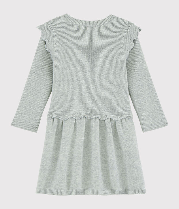 Robe b&eacute;b&eacute; fille en laine et coton gris chin&eacute; clair