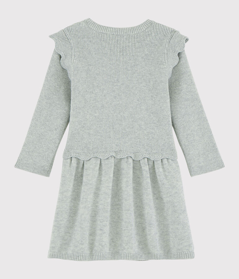 Robe b&eacute;b&eacute; fille en laine et coton gris BELUGA CHINE