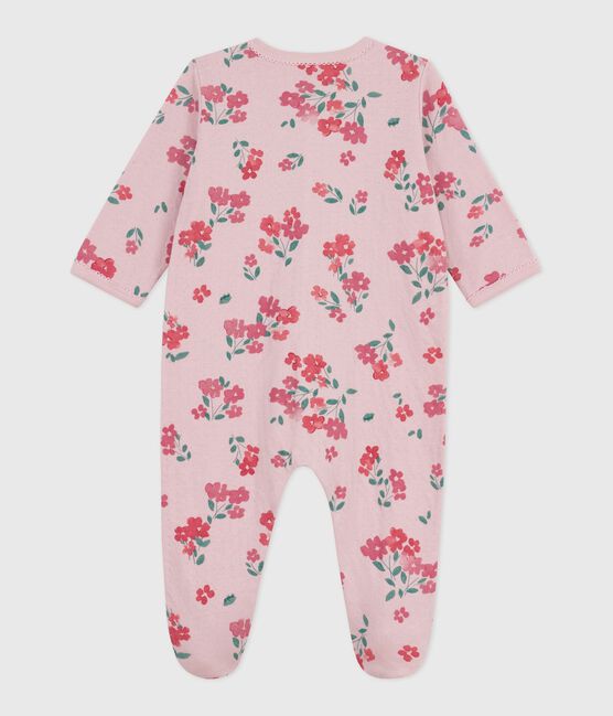 Babypyjama in tubic met bloemenprint roze JOLI/wit MULTICO