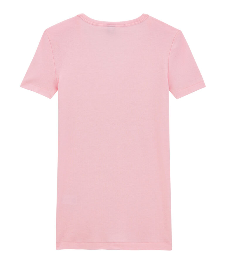 Dames-T-shirt met V-hals in origineel geribd katoen roze