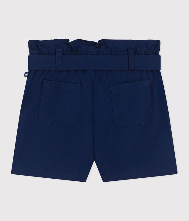 Short enfant en coton uni bleu fonc&eacute;
