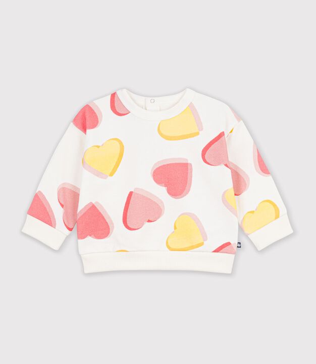 Katoenen sweatshirt met hartjesprint voor baby's wit/multicouleur