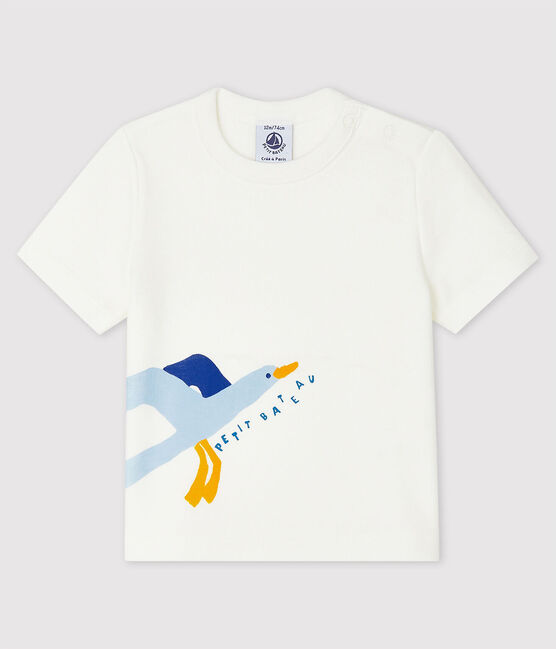 Rib T-shirt met korte mouwen voor babyjongens wit MARSHMALLOW