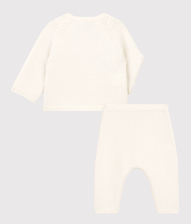 Tweedelige babyset van wol en katoen wit