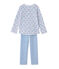 Omkeerbare meisjespyjama in tubic wit ECUME/blauw BLEU/ MULTICO