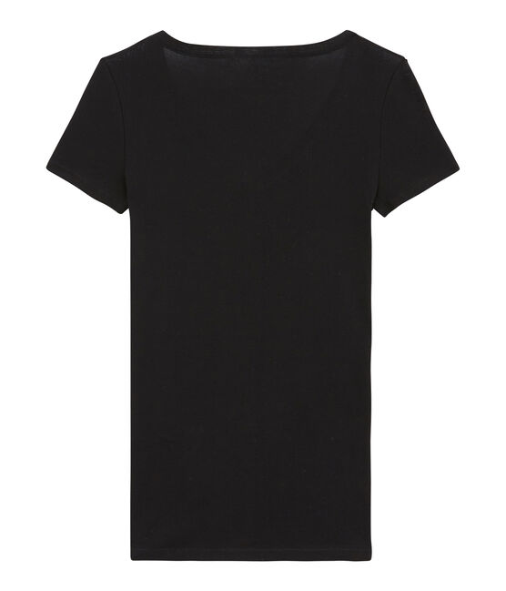 Tee-shirt manches femme courtes en coton léger noir NOIR