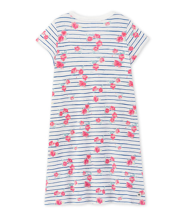 Meisjesnachthemd met print wit/blauw/multicouleur