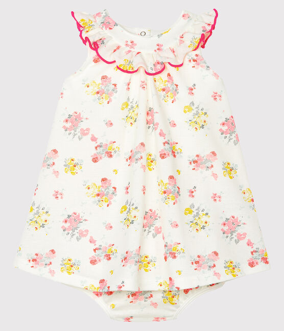 Jurk en bloomer met print babymeisje wit MARSHMALLOW/wit MULTICO