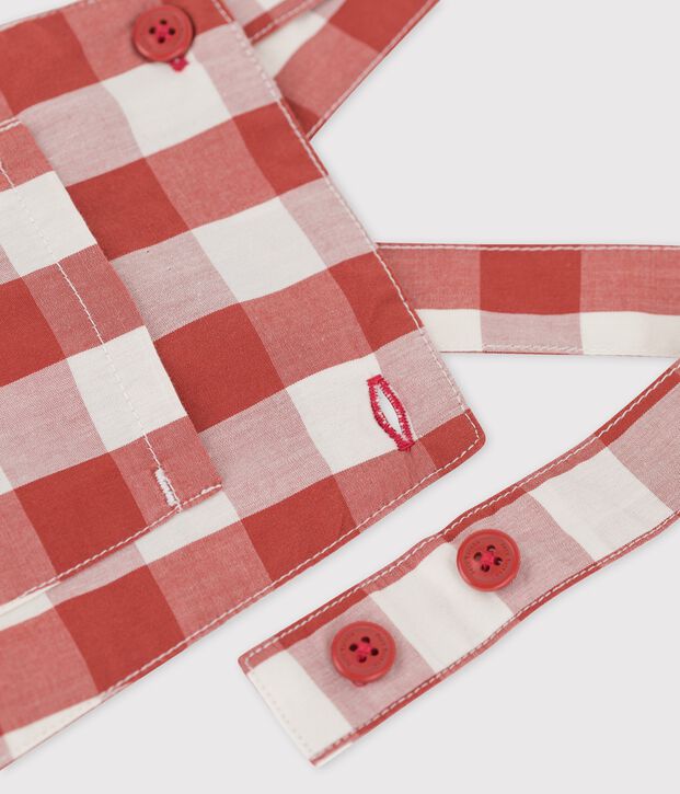 Salopette courte en popeline b&eacute;b&eacute; marron/&eacute;cru