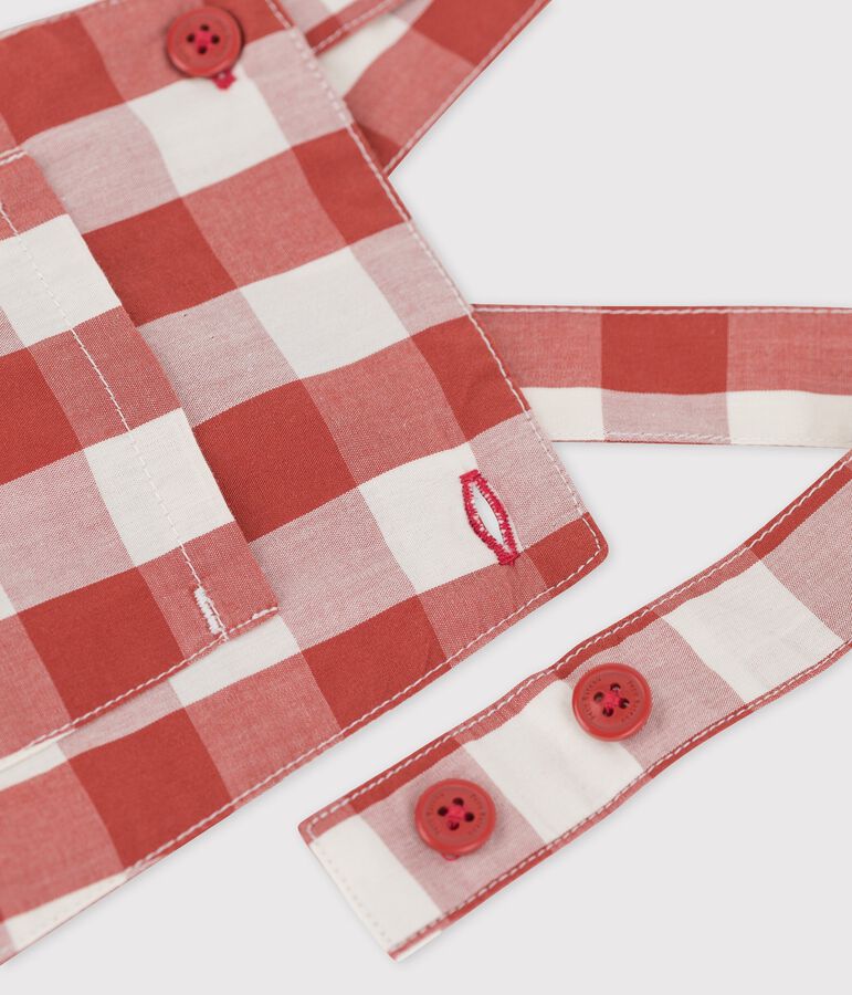 Salopette courte en popeline b&eacute;b&eacute; marron/&eacute;cru