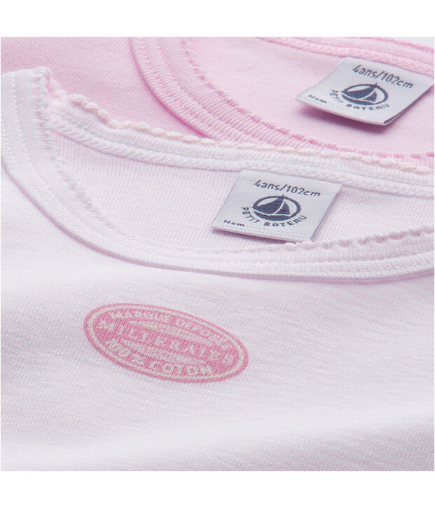Set van 2 meisjes-T-shirts effen/milleraies set .