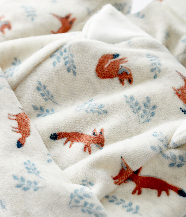 Lot bonnet naissance et chaussons renard b&eacute;b&eacute; gar&ccedil;on en velours beige/multicouleur