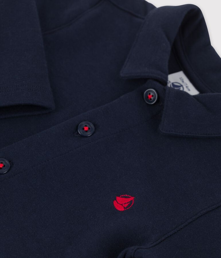 Combinaison longue en jersey &eacute;pais bio b&eacute;b&eacute; bleu