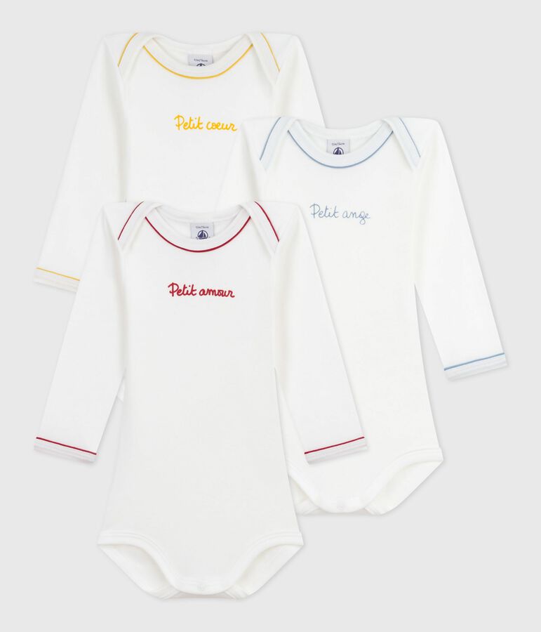 Lot de bodies manches longues en coton messages b&eacute;b&eacute; multicouleur