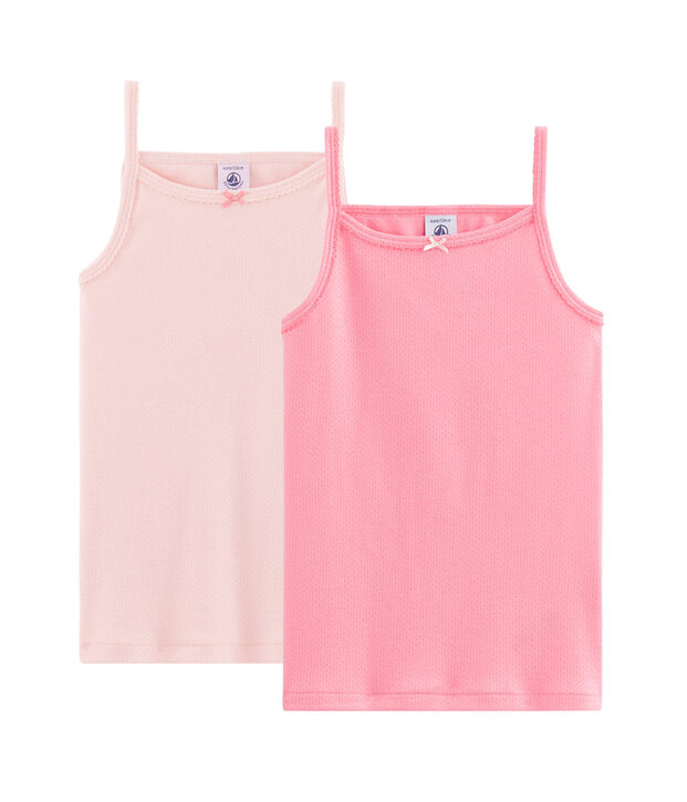Set van 2 pastelkleurige hemden met schouderbandjes voor meisjes multicouleur