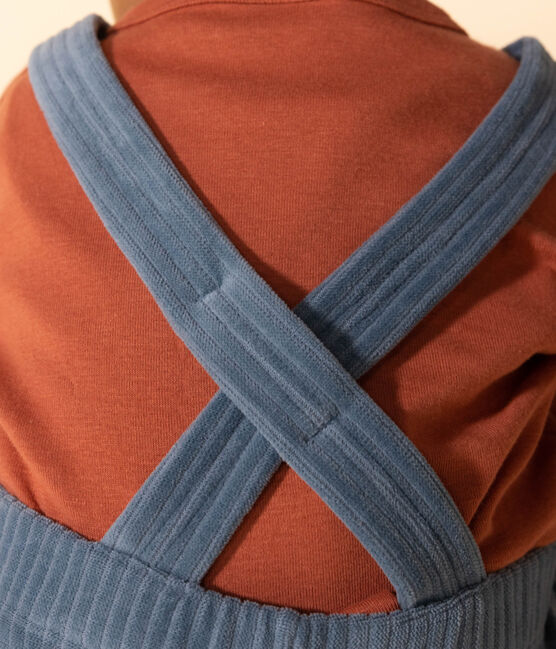Salopette longue en velours bébé bleu POLOCHON