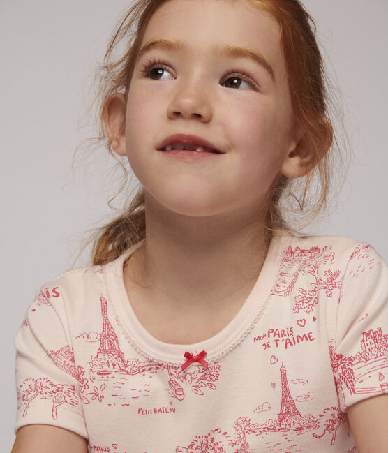 Pyjacourt snugfit toile de Jouy Paris petite fille en coton rose FLEUR/rose GROSEILLER
