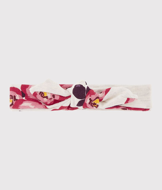 Bedrukte haarband voor meisjes kinderen beige MONTELIMAR/wit MULTICO