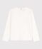 Tee-shirt manches longues coton  enfant fille blanc MARSHMALLOW