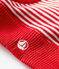 Bivakmuts baby met strepen rood TERKUIT/wit MARSHMALLOW