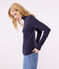 L'ICONIQUE, dames-T-shirt met rolkraag in katoen blauw SMOKING