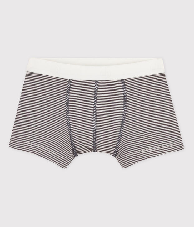 Katoenen boxershort voor jongens grijs/wit