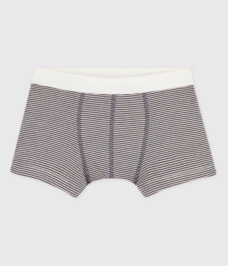 Katoenen boxershort voor jongens grijs/wit