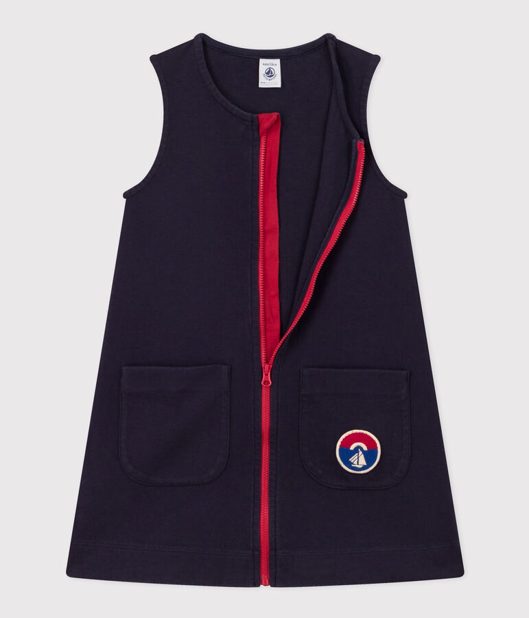 Katoenen jurk zonder mouwen voor meisjes blauw