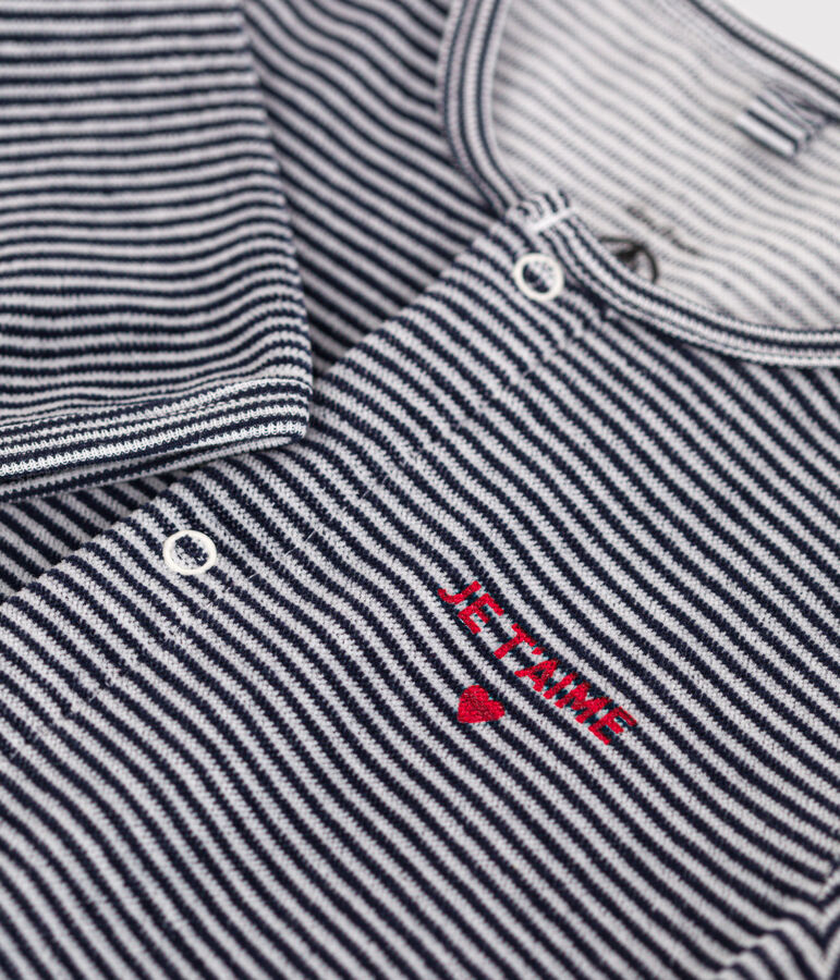 Pyjama en velours b&eacute;b&eacute; bleu/blanc