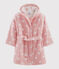 Meisjesbadjas van badstof met hartjes roze CHARME/wit MARSHMALLOW