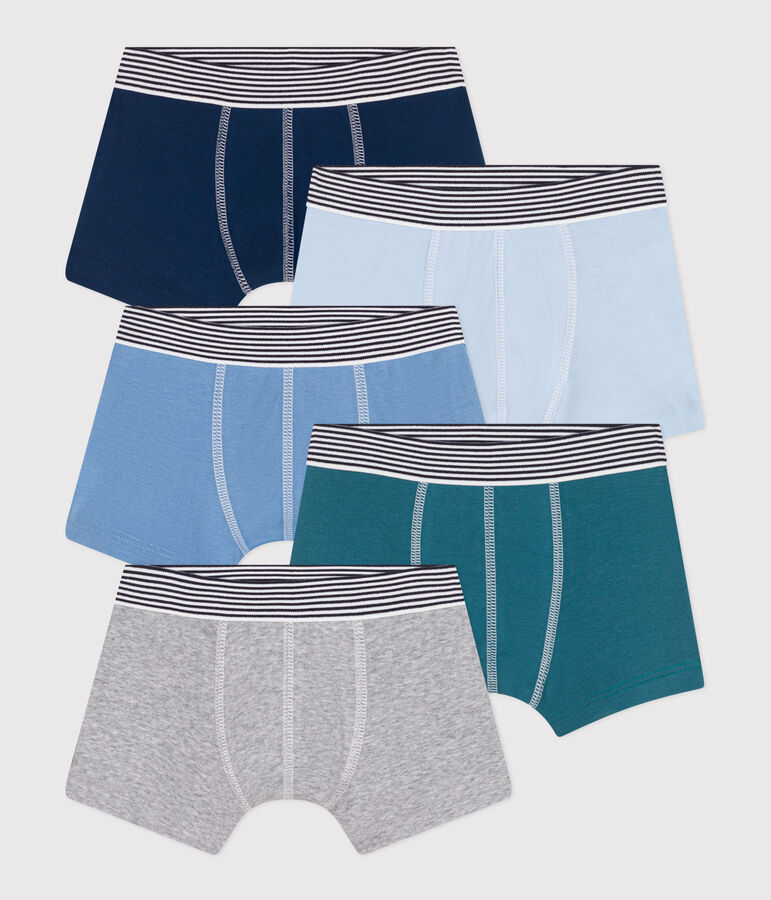 Lot de 5 boxers enfant en coton uni multicouleur