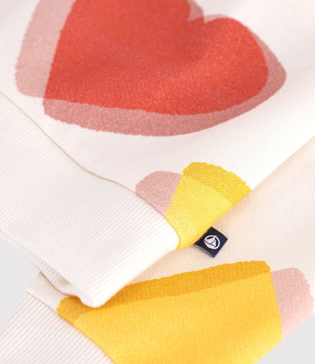 Katoenen sweatshirt met hartjesprint voor kinderen wit/multicouleur