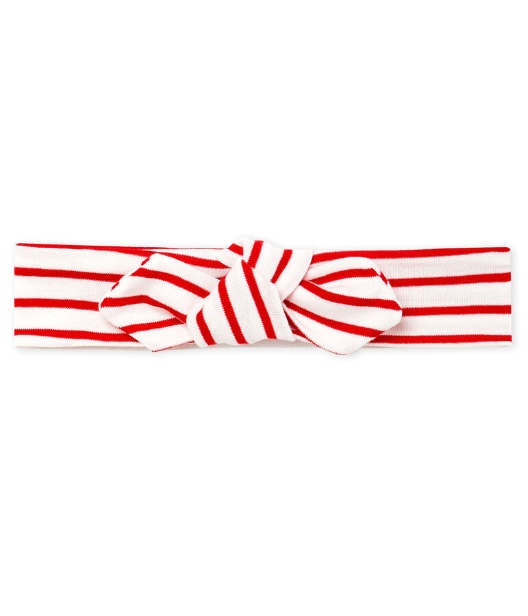 Gestreepte haarband voor baby meisje wit MARSHMALLOW/rood TERKUIT