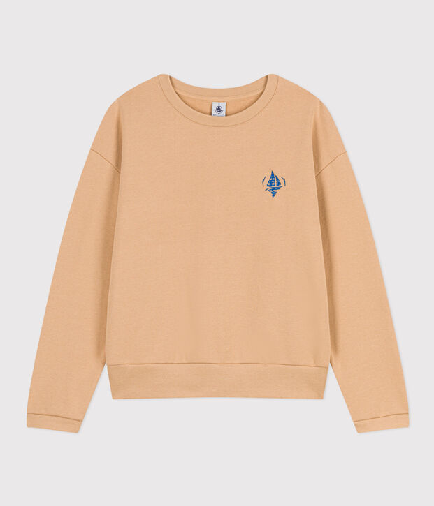 Sweatshirt van molton voor dames beige