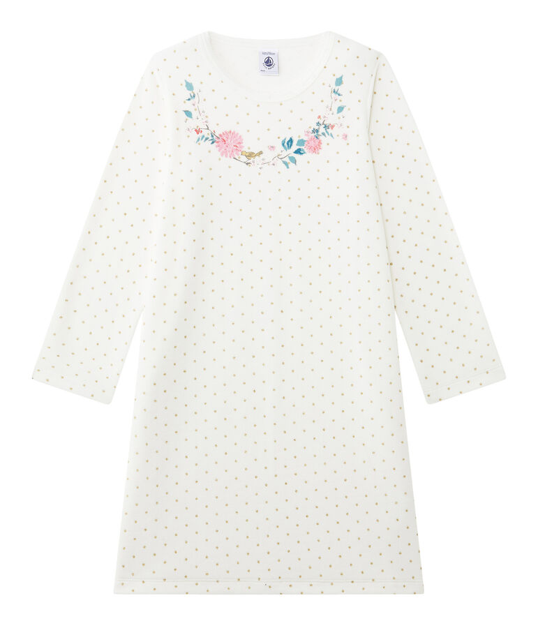 Chemise de nuit fille en bouclette velours wit LAIT/geel OR