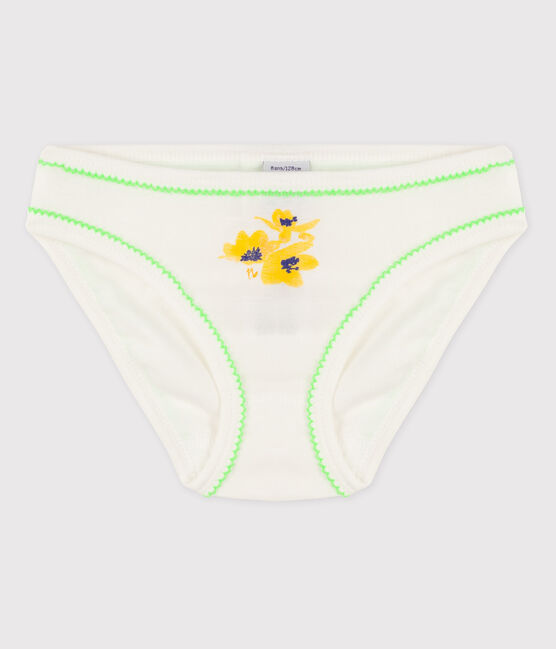 Culotte petite fille en coton blanc MARSHMALLOW/ VERT