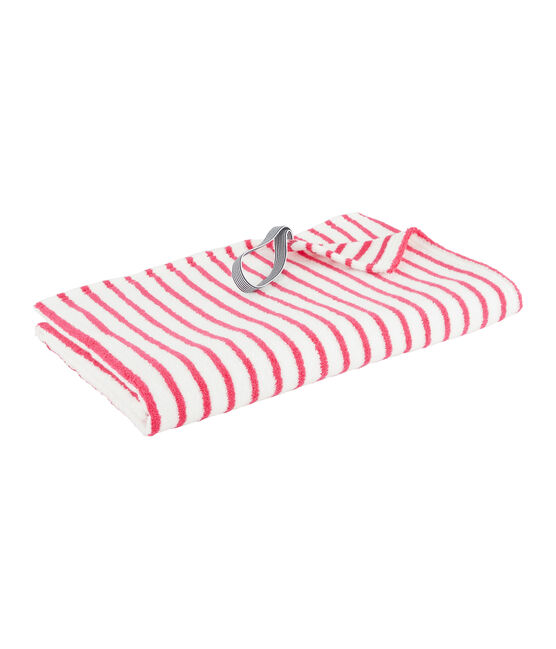 Badstof handdoek met marinestrepen kind/ volwassenen roze GEISHA