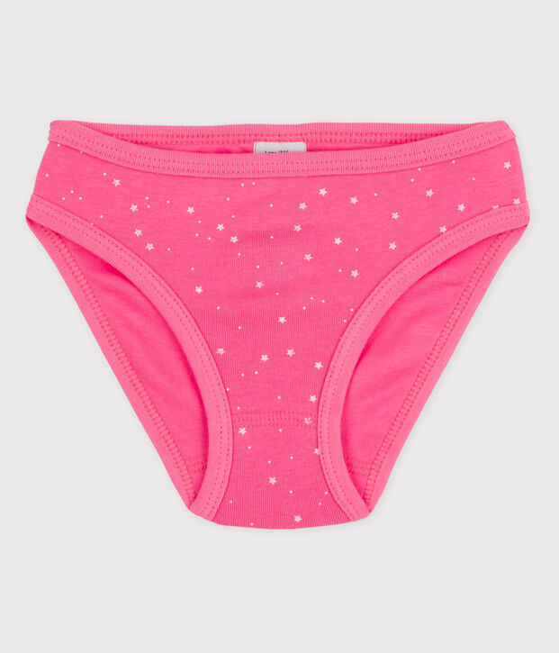 Katoenen meisjesslip roze/wit