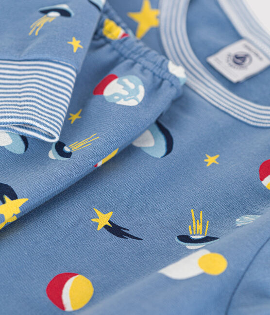 Pyjama en molleton gratté imprimé espace enfant bleu BEACH/ MULTICO