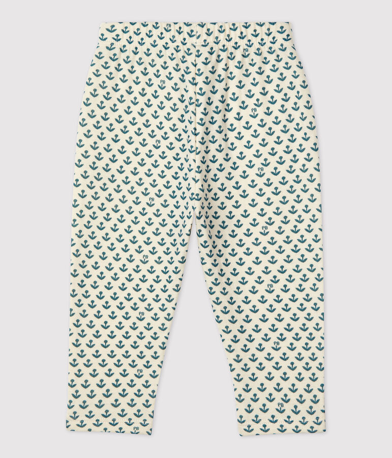 Pantalon en tubique b&eacute;b&eacute; &eacute;cru/vert