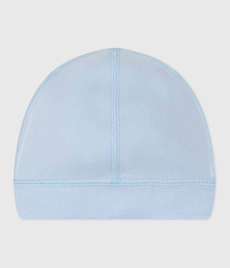 Bonnet b&eacute;b&eacute; en coton uni bleu