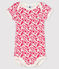 Rompertje met korte mouwen meisjes wit MARSHMALLOW/roze FLASHY