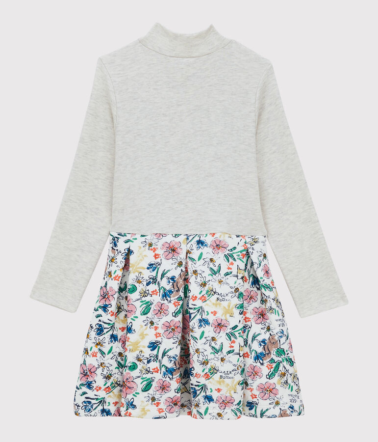 Robe manches longues en tubique enfant fille blanc/multicouleur