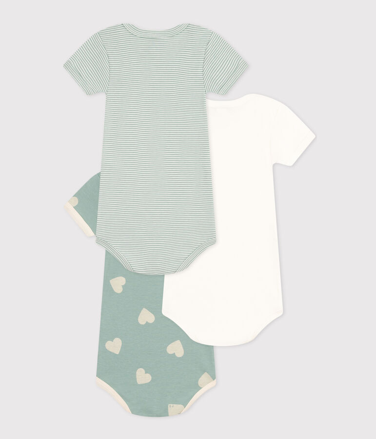 Lot de 3 bodies manches courtes en coton b&eacute;b&eacute; multicouleur