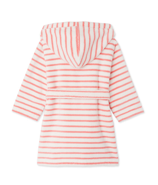 Peignoir enfant en éponge blanc LAIT/rose MERVEILLE