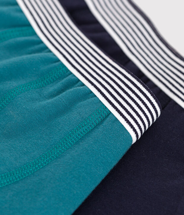 Lot de 2 boxers enfant en coton et &eacute;lasthanne unis multicouleur