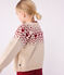 Cardigan enfant en laine et coton à motif jacquard écru AVALANCHE/ AMARANTE