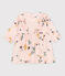 Jurk met lange mouwen met print van gaas van katoen voor baby's roze SALINE/wit MULTICO