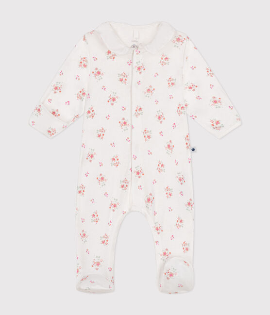 Katoenen babypyjama met bloemenprint wit MARSHMALLOW/wit MULTICO