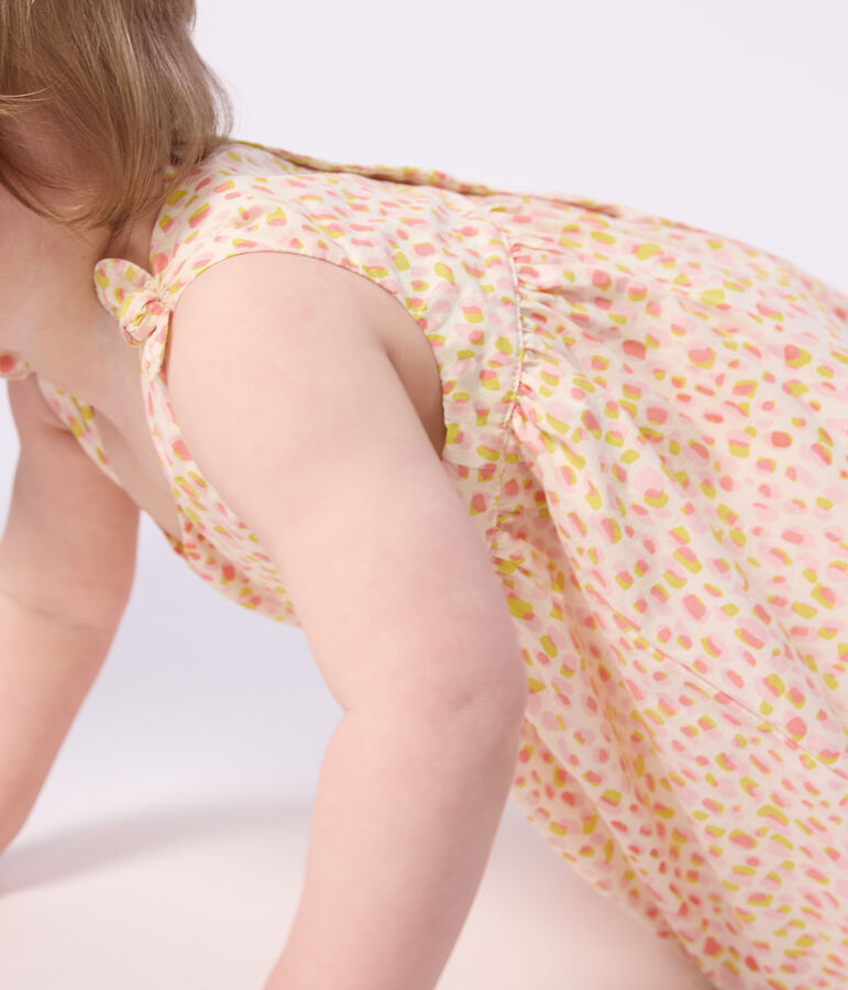 Katoenen jurkje zonder mouwen met print voor baby's wit/multicouleur